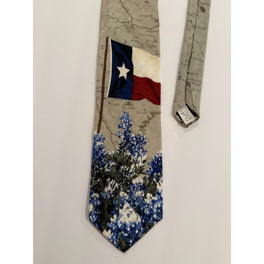 RM STYLE 1999 Vintage Flag And Blue Bonnets 100% Silk Tie - Picture 4 of 4